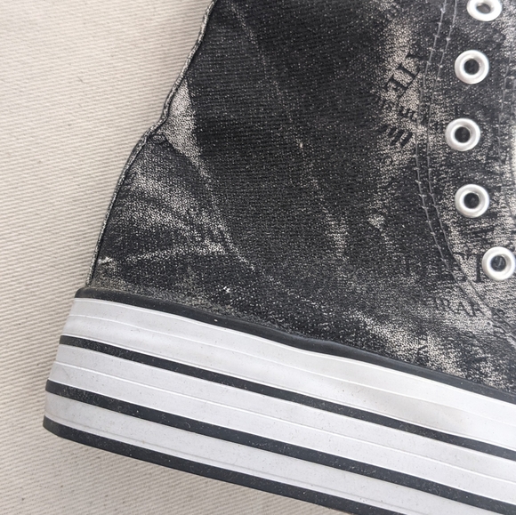 Black graffiti platform Zipper tall sneaker - Picture 2 of 4